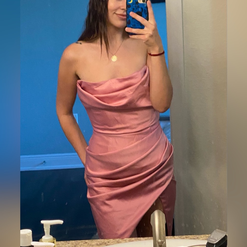 Elegant Pink Strapless Corset Dress NWT XS